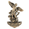 Archangel Michael Holy Water Font with bright bronzed finish over resin