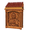 MJ4220 Oak Votive Stand with Carved Marian Image
