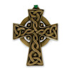 Bronze Celtic Cross Ornament with green ribbon hanger