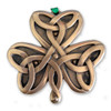 Bronze Celtic Shamrock Ornament with green hanging ribbon
