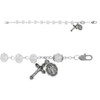 Genuine Crystal Rosary Bracelet shown in full length (7.5") and a detail of medals and clasp