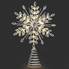 Lighted Snowflake Tree Topper with lights on
