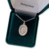 Oval Sterling Silver Miraculous Medal Necklace on 18" surgical stainless steel chain