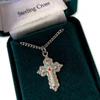 18" Sterling Silver Cloisonne Enamel Cross Necklace