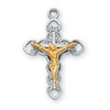 Detail of the 16IN Two Tone Budded Crucifix Necklace
