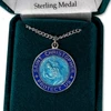 18IN Blue Epoxy over Sterling Silver St. Christopher Necklace