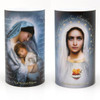 Front and Back of the 4X7 LED Immaculate Heart of Mary Candle