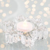 Detail of the Galway Crystal Snowflake votive holder with included LED votive candle