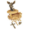 Antique Bronze St. Michael with Wood Rosary