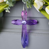 Purple Acrylic Hanging Cross shown in a room setting