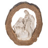 Front view of the Log Look Holy Family Statue