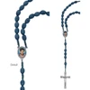 Carlo Acutis Blue Wood Bead Rosary