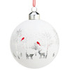 Detail view of the Etched Glass Deer & Cardinal Ornament