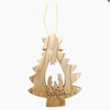 Olive Wood Pine Tree Nativity Ornament