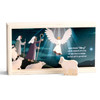 One of the slide-out panels and wood figures included in the Jesus is Born BibleBox Nativity Set