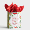 Reverse side with verse in red foil on the Medium Be Still Christmas Gift Bag