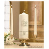 Example of the Two Shall Become One Unity Candle Set being used but your purchase of this set does not include the candle stand - stand is purchased separately