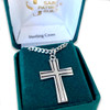 Black Accent Sterling Silver Cross Necklace 24IN Chain