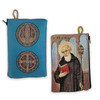 Shows both sides of the St. Benedict Rosary Pouch