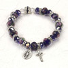 Dark Blue style of Painted Rose Crystal Rosary Bracelet