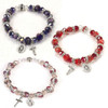 Painted Rose Crystal Rosary Bracelet - Sold Separately