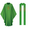 3174 Green Chasuble & Overlay Stole Set in Dupion