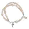 Peach Crystal Bracelet with two strands and a crucifix with an 8-pointed star with Mary in the center