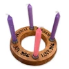 Detail photo from above angle of the Cedar Mini Advent Wreath with Candles
