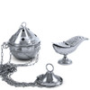 Censer and Boat w/Chain | Silver Tone
