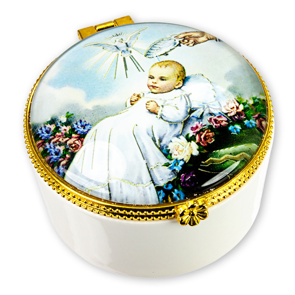 Porcelain Baby Rosary Box St. Patrick's Guild