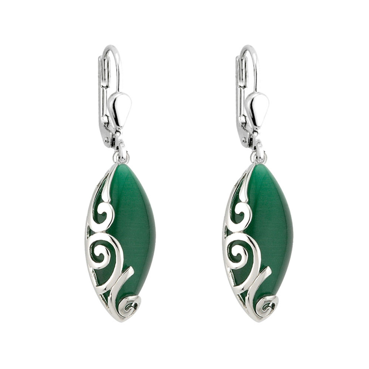 Celtic Green Oval Earrings