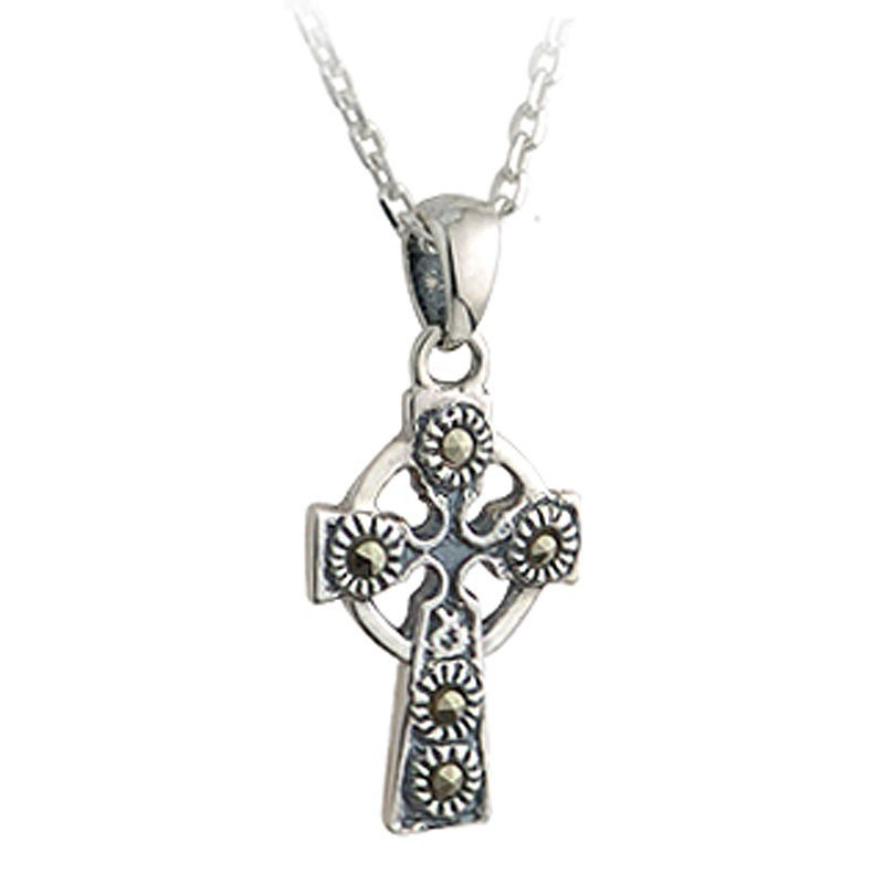 Sterling Silver Marcasite Celtic Cross Pendant