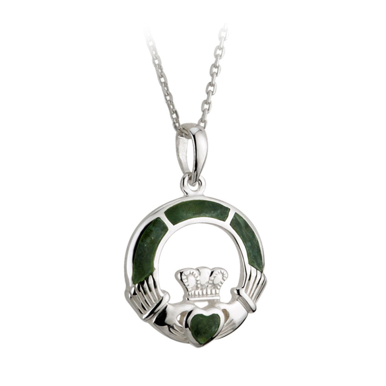 Silver Claddagh Necklace with Agate | Claddagh Ring