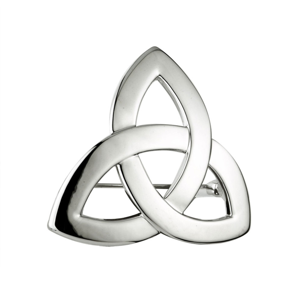 Rhodium Plated Trinity Knot Brooch