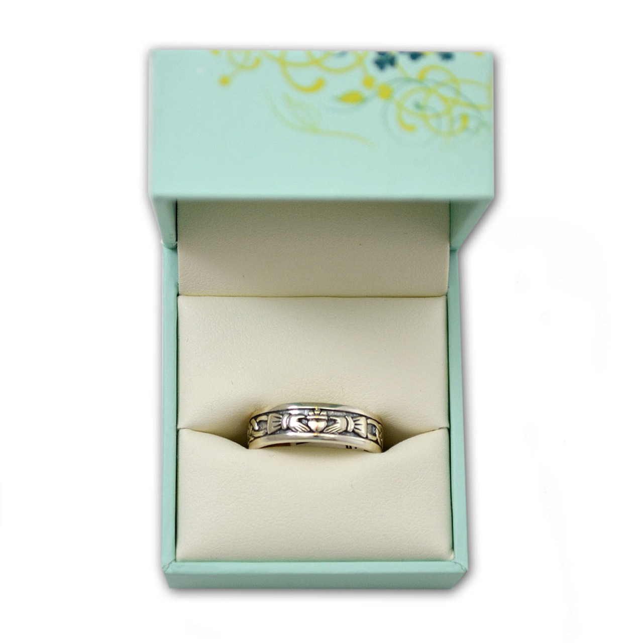 Sterling Silver Women's Celtic Claddagh Band in Gift Box