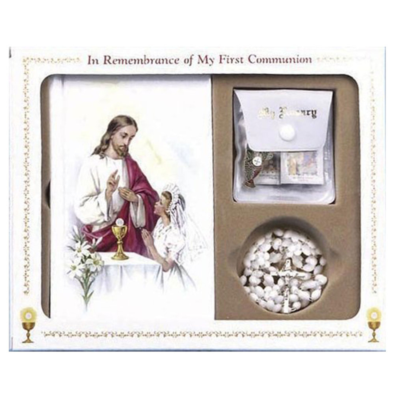 Girl's Classic First Communion White Missal Set