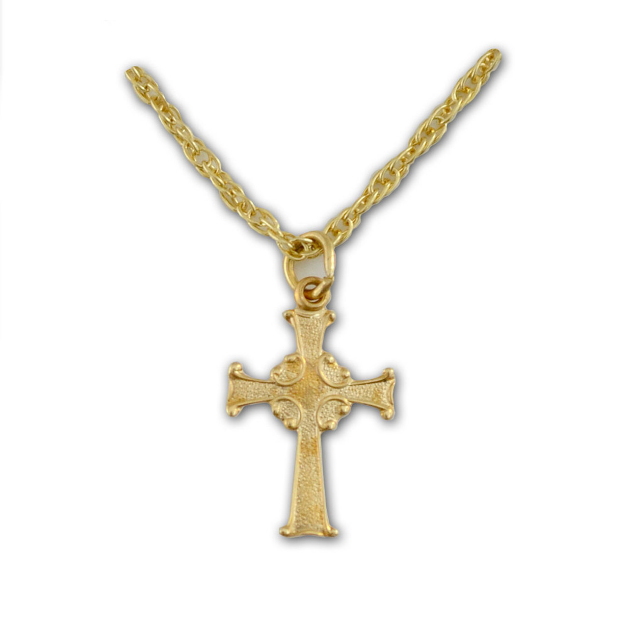 Min cross sideways charm necklace in solid karat 10K, 14K or 18K Gold.  Necklace can be made for child or adult.