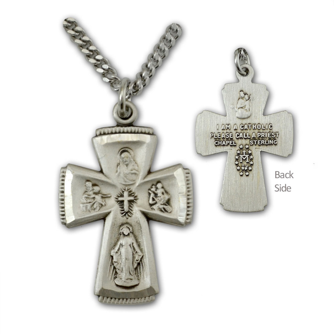 Buy 2.0 Inch 4 Way Crucifix, Catholic Mens/boys Cross, Men Cross, Sterling  Box Chain or Stainless Steel 2.4mm Ball Chain, Alloy Crucifix Online in  India - Etsy