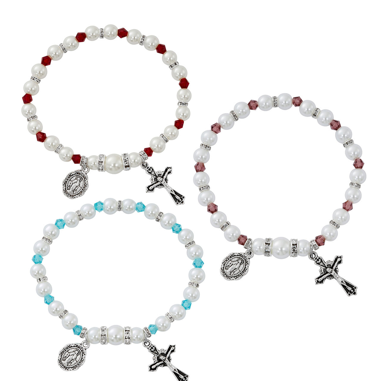 Birthstone Rosary Stretch Bracelets - Each Sold Separately