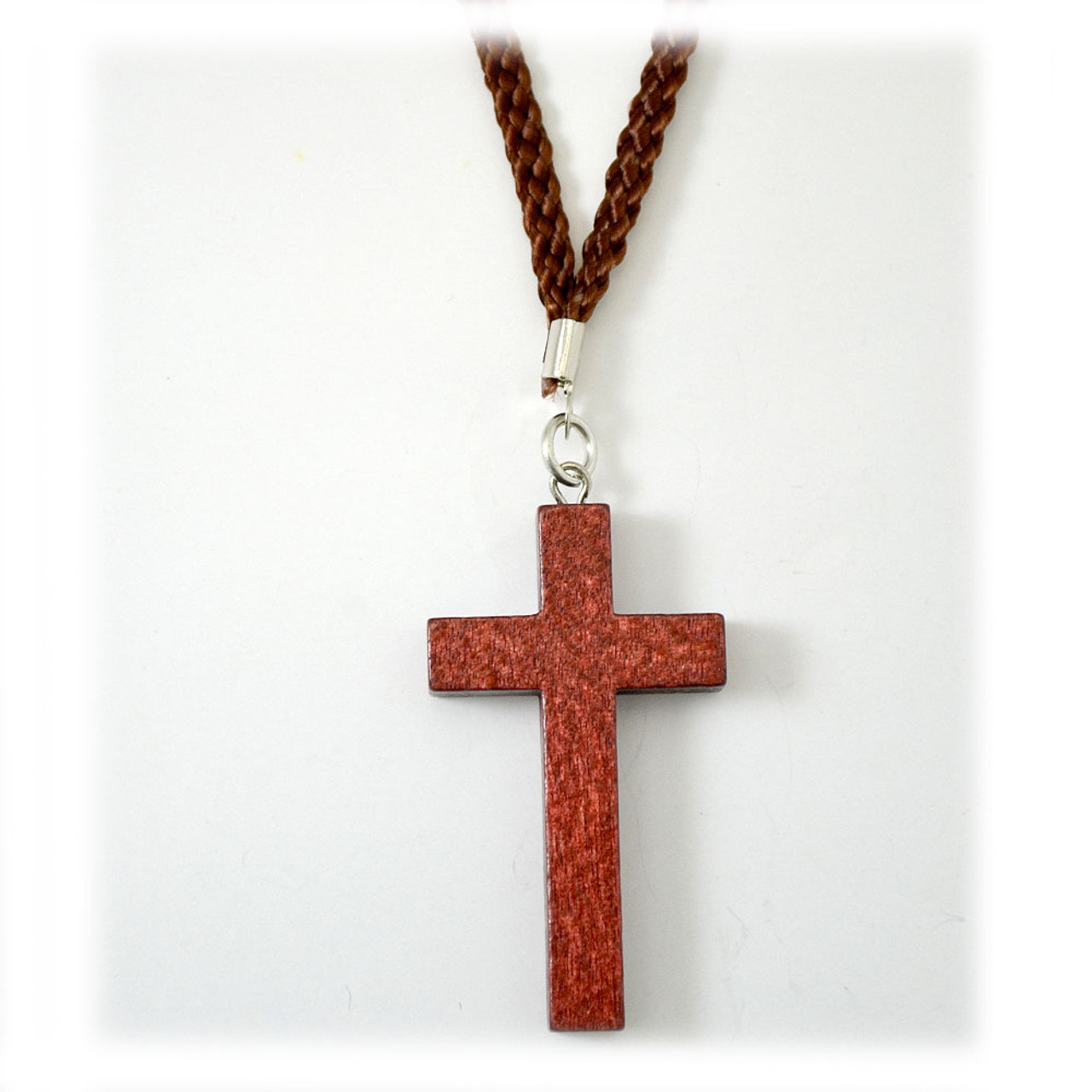 Wood cross Necklace, Catholic Pendant