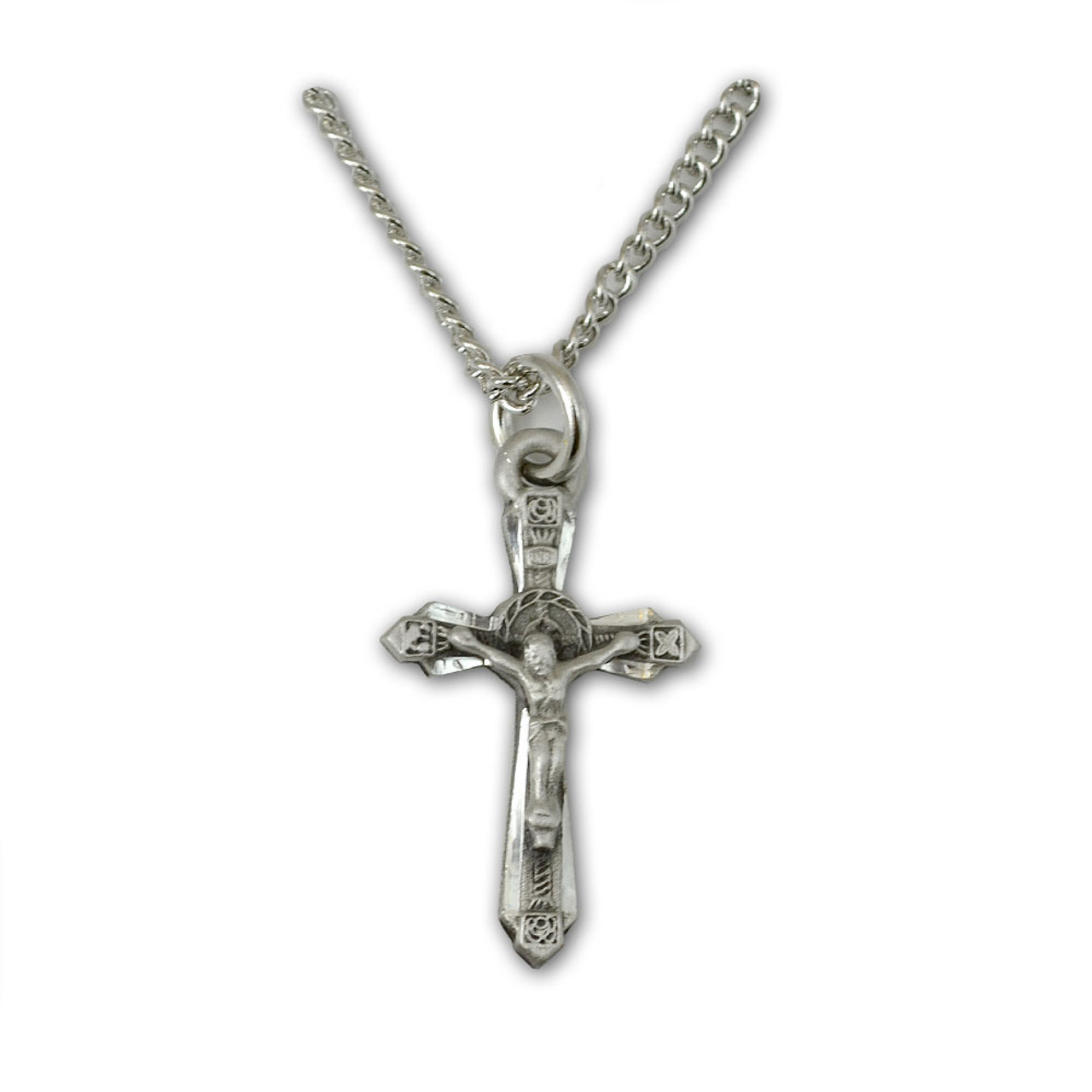Pewter Crucifix Necklace, 18" Chain
