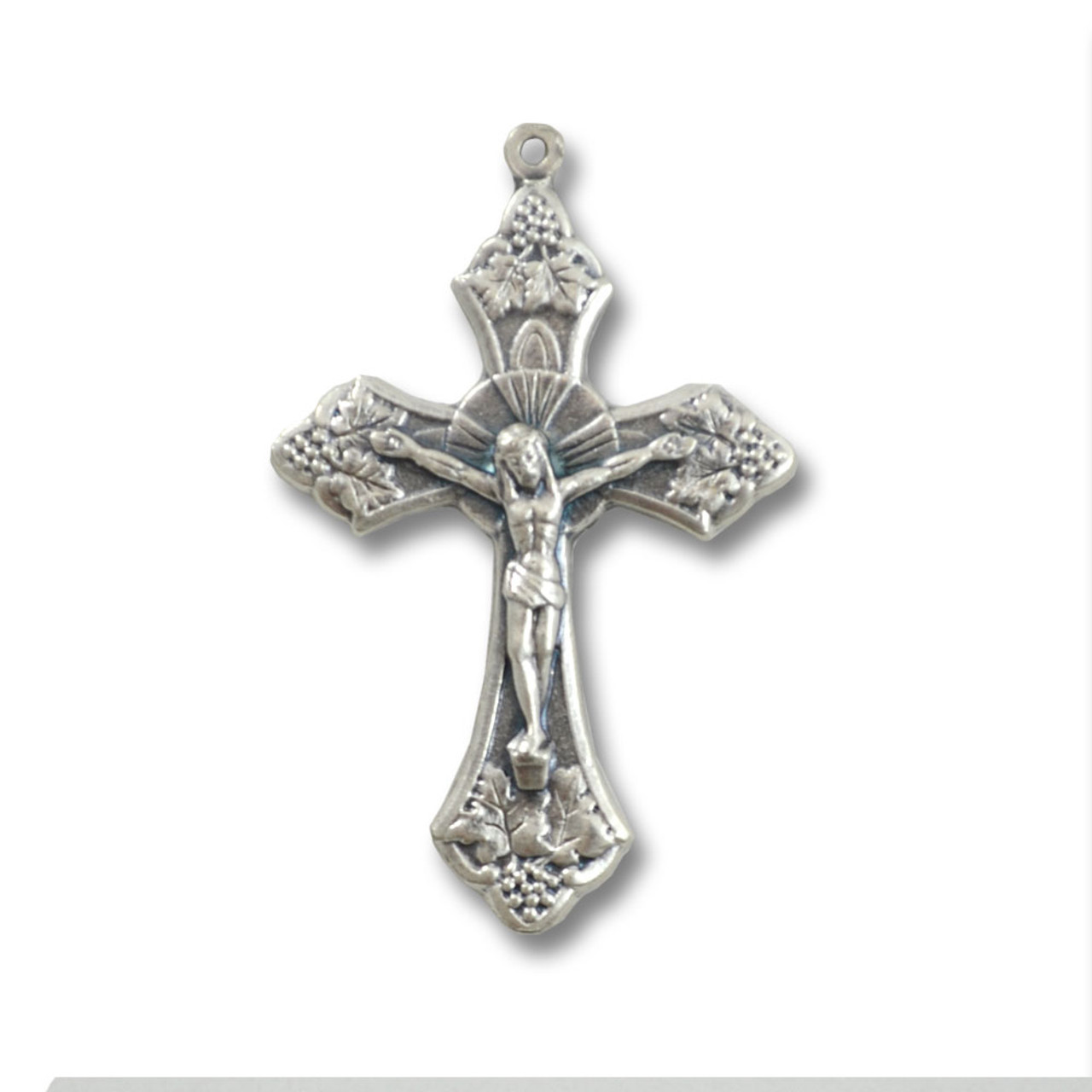 1-1/2" Silver Oxidized Budded Crucifix