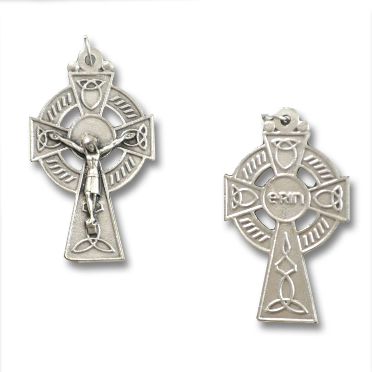 Silver Oxidized Celtic Crucifix 1-7/8"