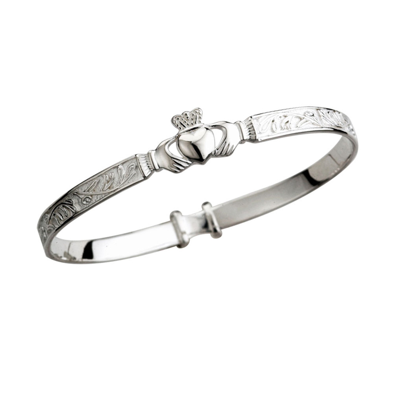 Sterling Silver Girl's Claddagh Bangle Bracelet