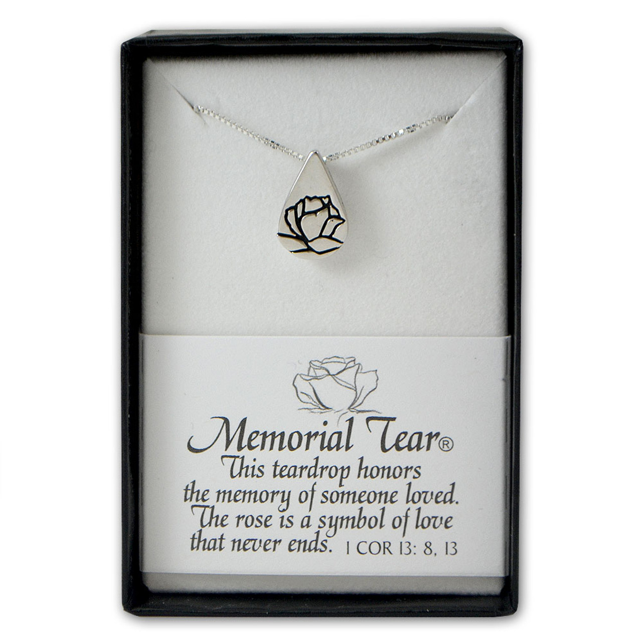 Sterling Silver Teardrop Memorial Tear Necklace