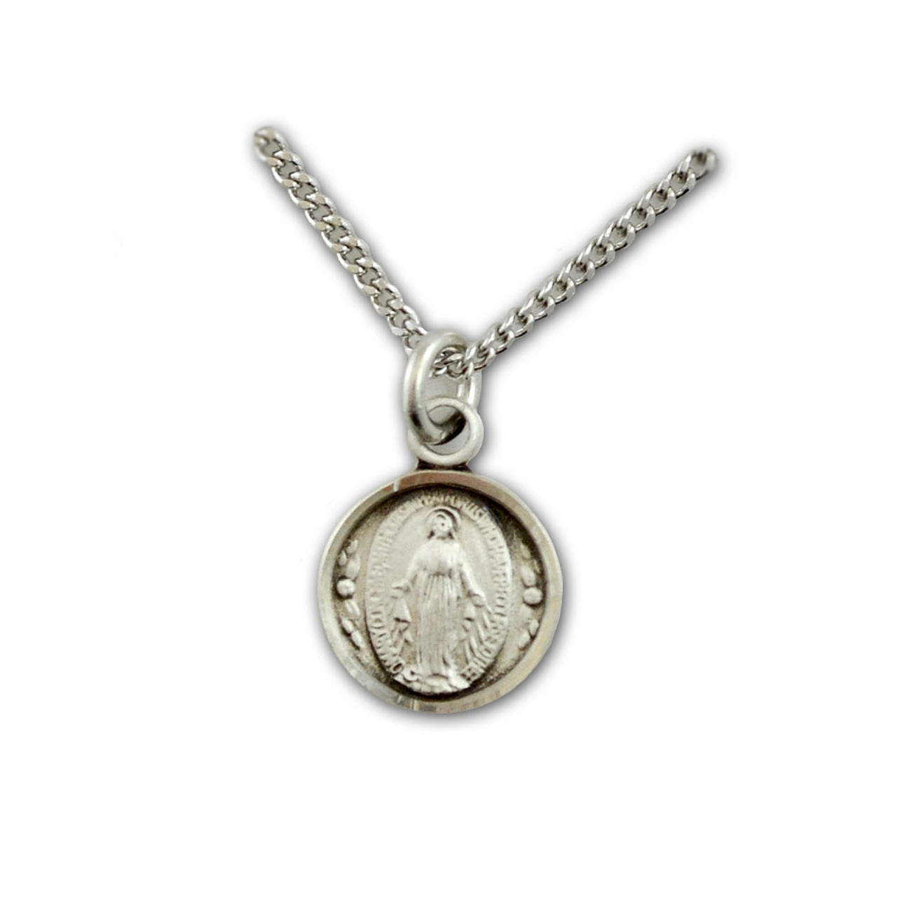 SS Miraculous Medal Necklace, 16 IN Chain