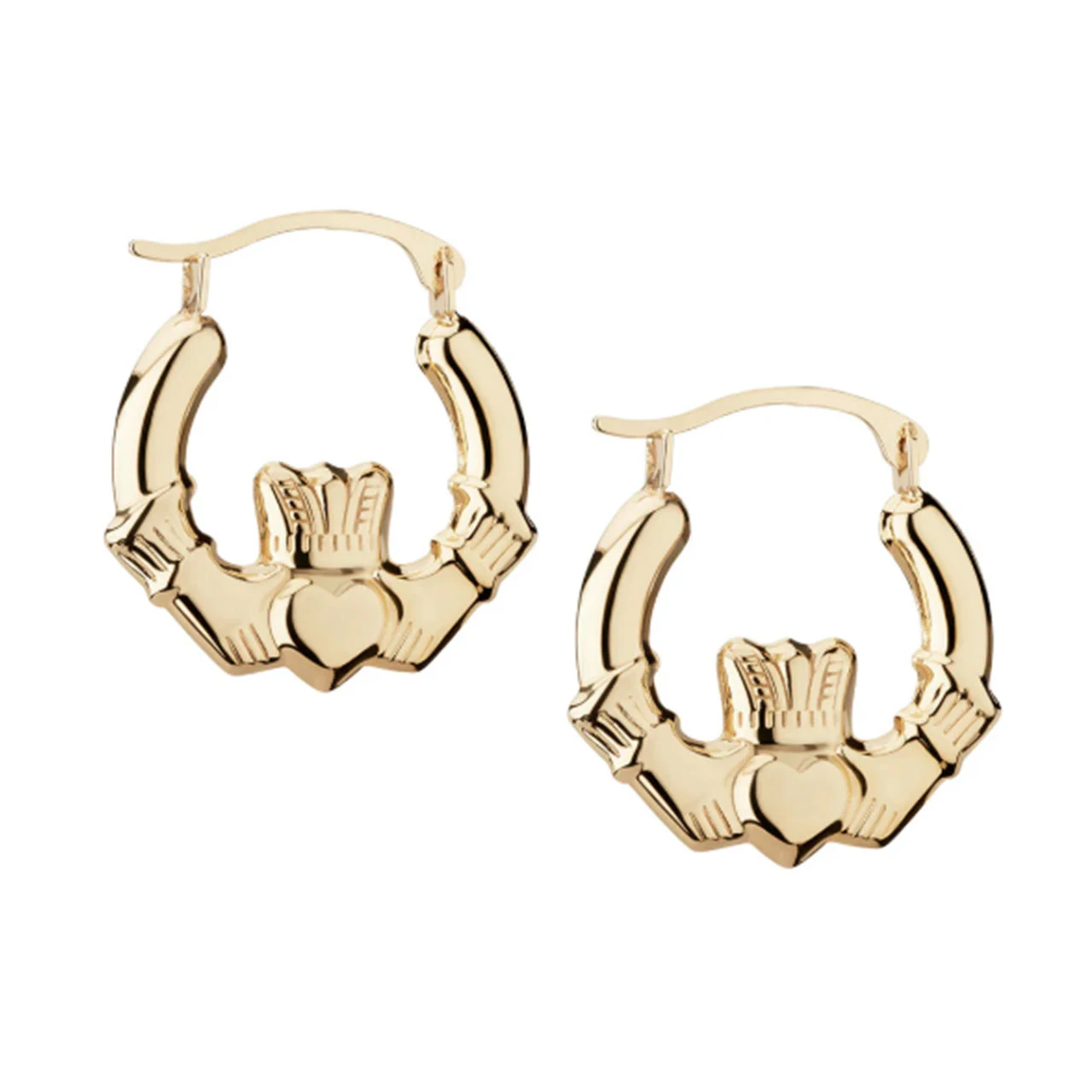 Another detail photo of the Éireloom 14K Claddagh Hoops