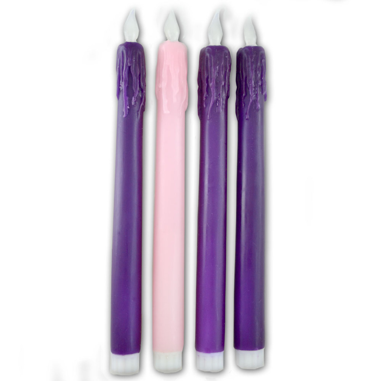 LED Advent Candles Battery Operated 4PC 10-1/4'H