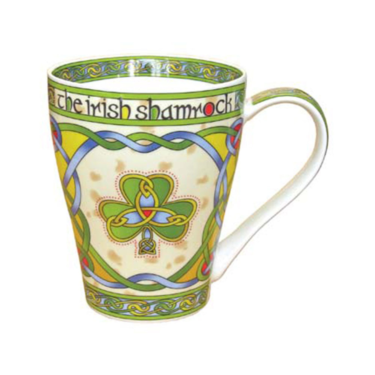 Irish Designed Pottery Mug With A Celtic Cross Design, Green Colour