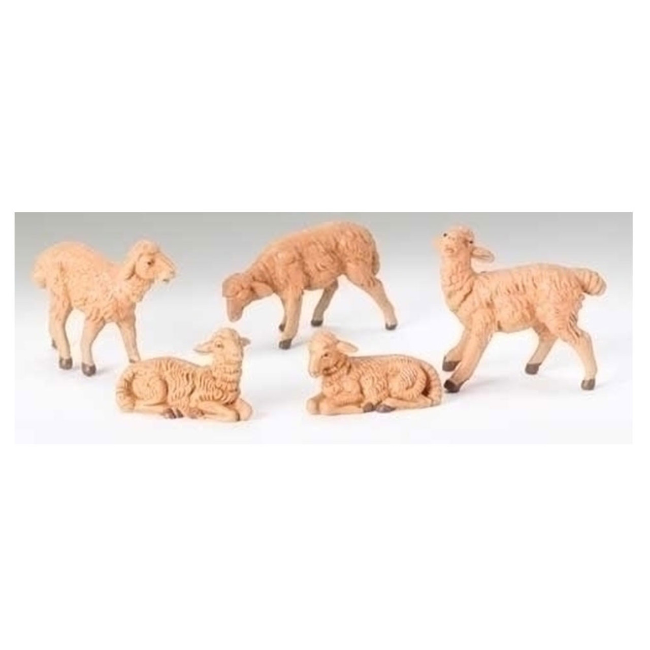 5 Piece Set of Brown Sheep for 5" Scale Nativity Set made by Fontanini